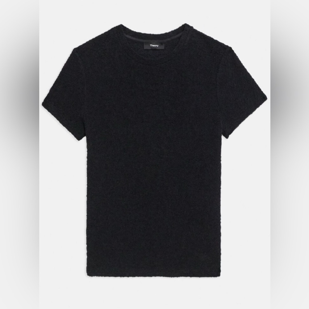 Theory Women’s Tiny Tee in Bouclé Jersey - Black - Picture 2 of 5